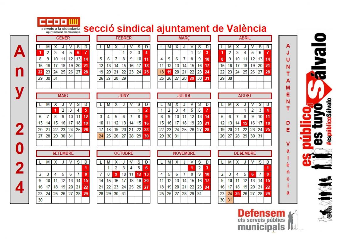 Calendario laboral 2024 Ajuntament de Valncia