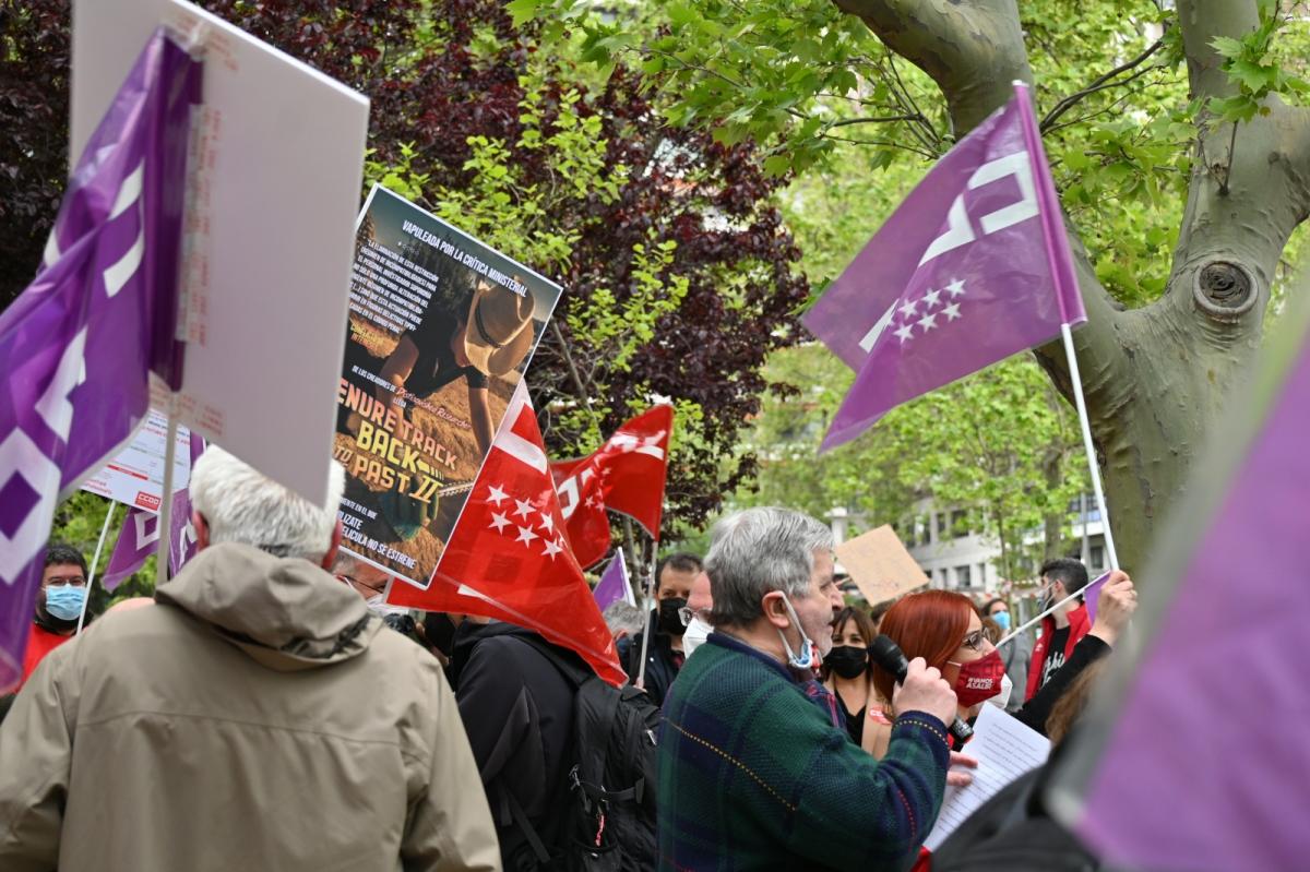 Concentracin frente al Ministerio de Ciencia e Innovacin, en Madrid, contra la reforma de la Ley de Ciencia.