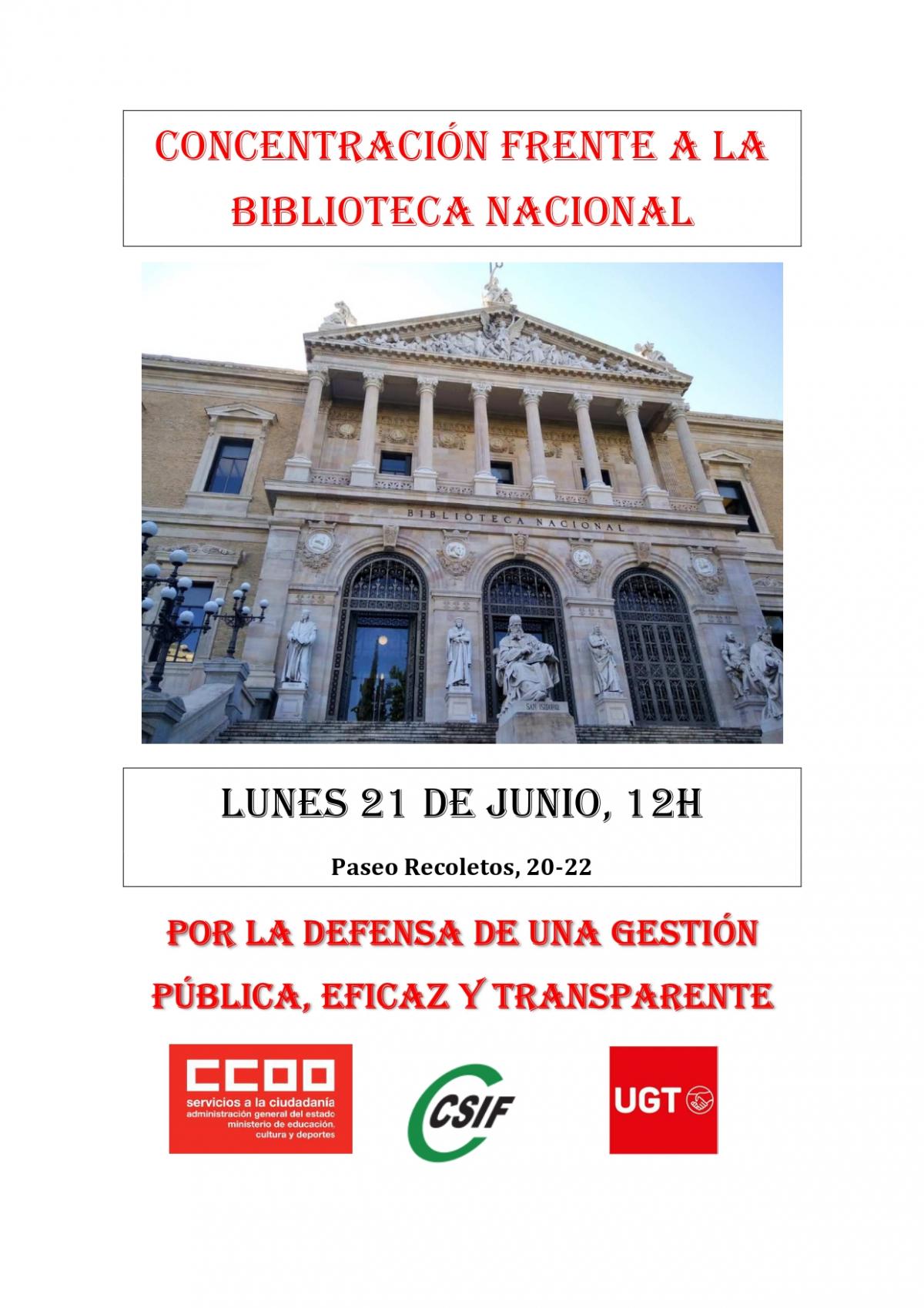 Cartel Concentracin en la Biblioteca Nacional de Espaa