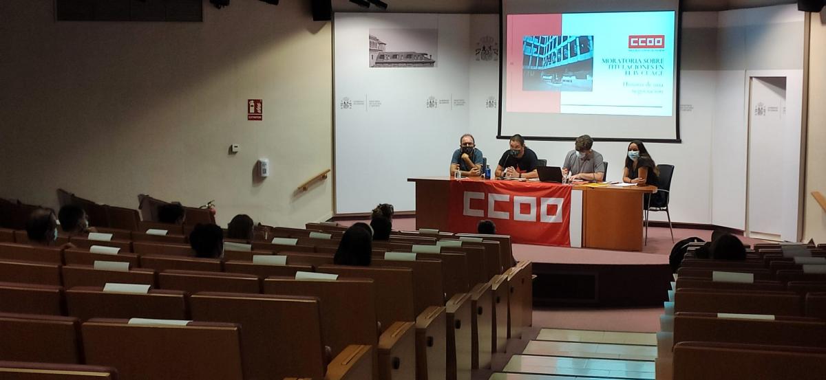 Asamblea informativa presencial y on-linea en Ministerio de Cultura y Deporte celebrada el pasado martes, 14 de septiembre.