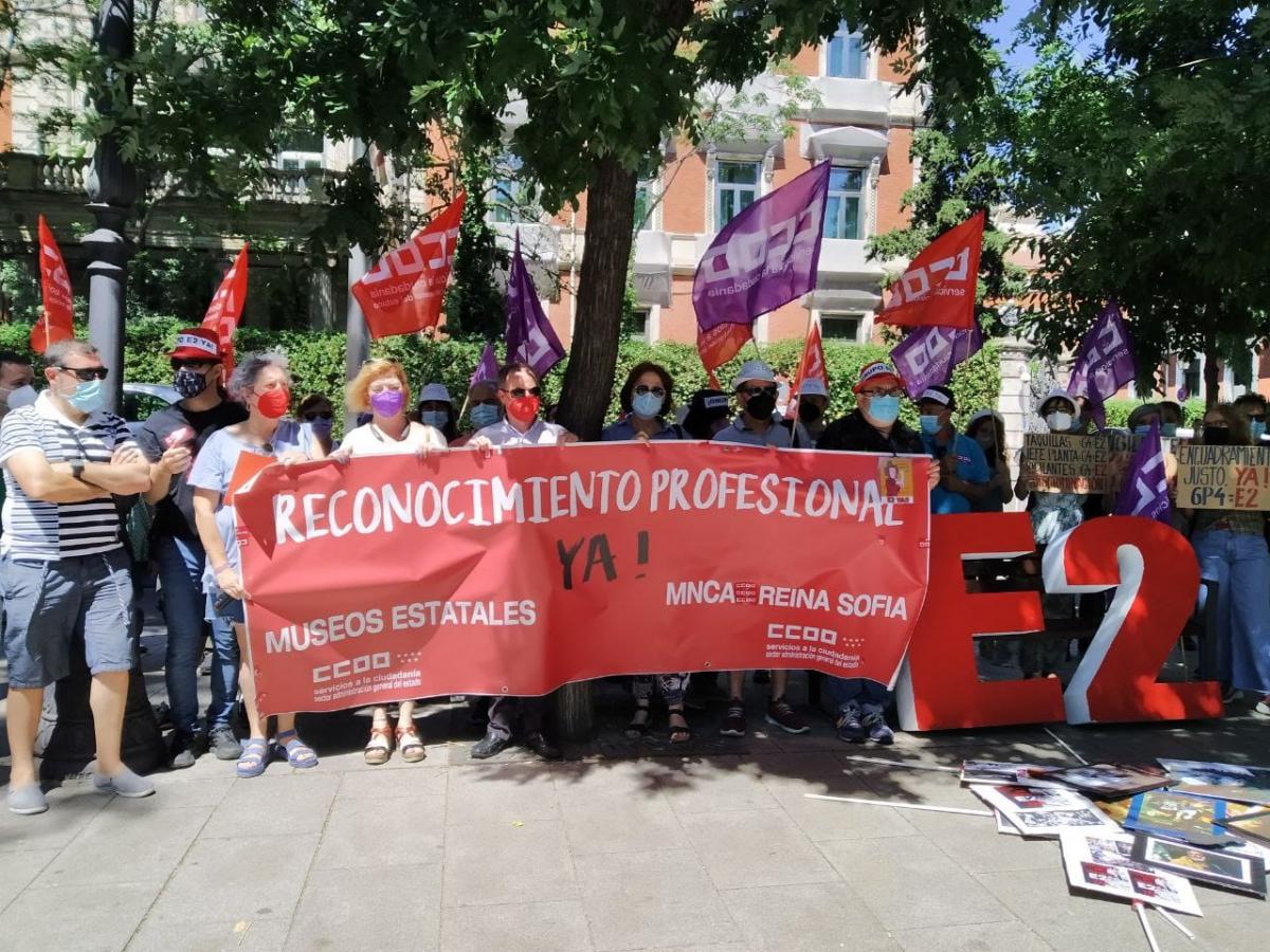 Accin reivindicativa de CCOO en Paseo Castellana, 3