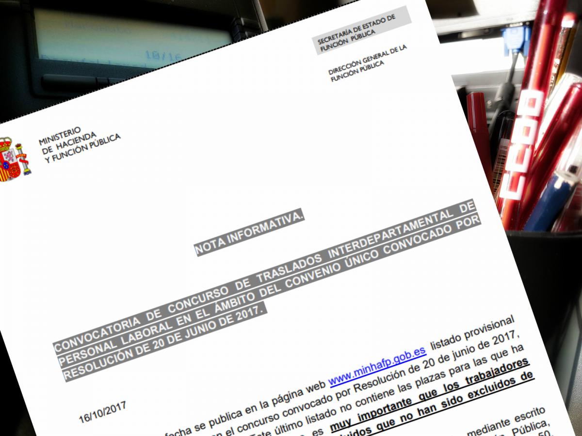 Nota informativa concurso de traslados