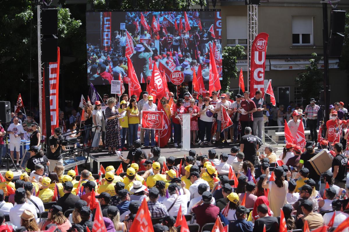 Acto en Madrid de negociadores y negociadoras laborales de CCOO y UGT #SalarioOConflicto (foto CCOO Madrid)