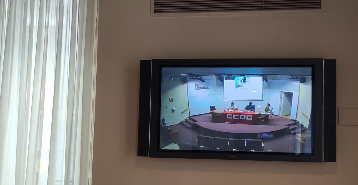 Asamblea de CCOO en el saln de actos del Ministerio de Cultura en Plaza del Rey.
