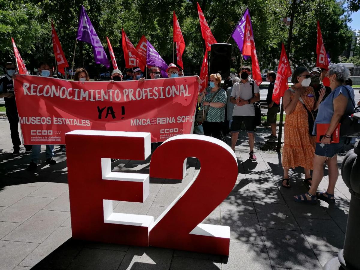 Accin reivindicativa de CCOO en Paseo Castellana, 3