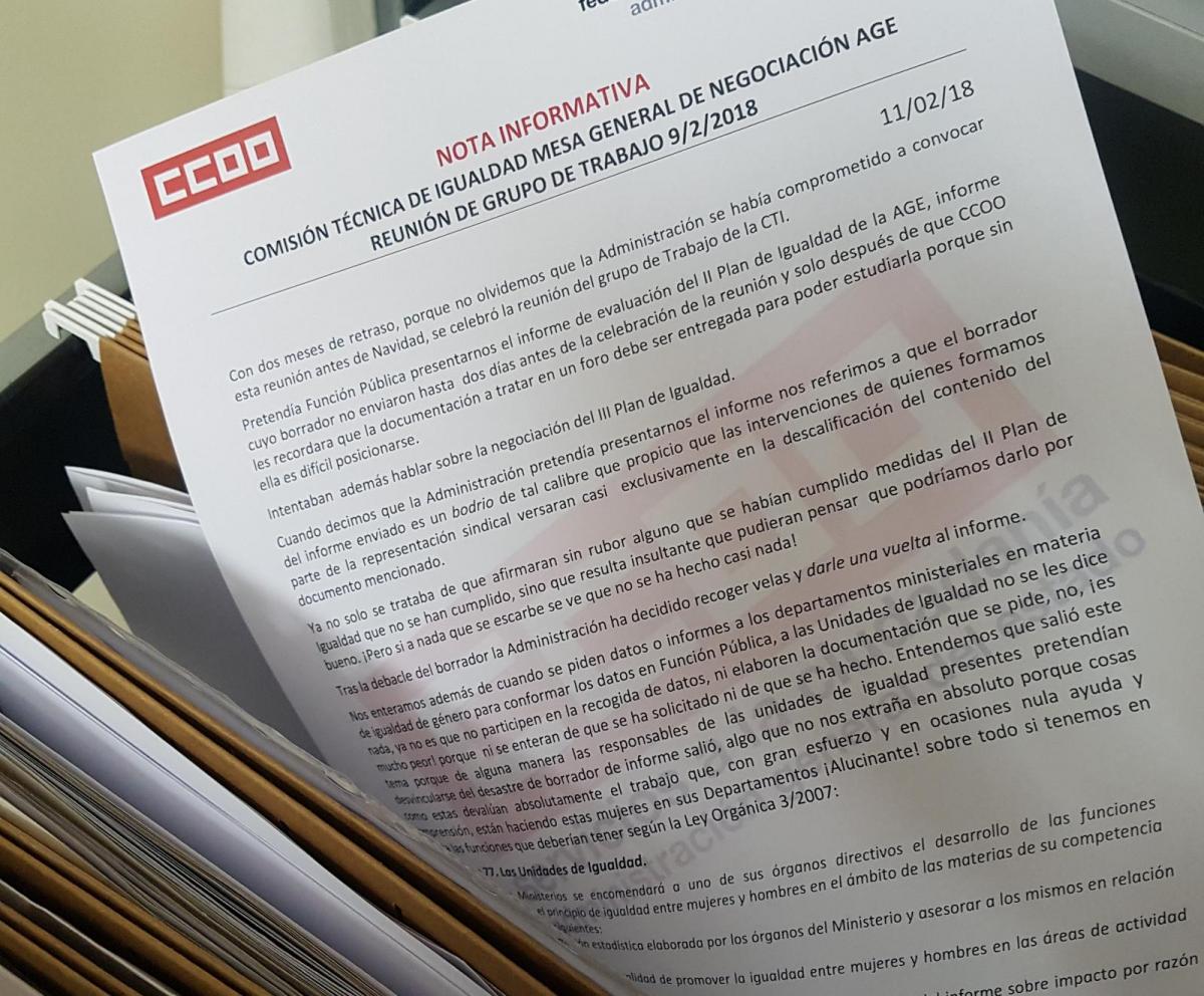 Nota Informativa Comisin Tcnica de Igualdad
