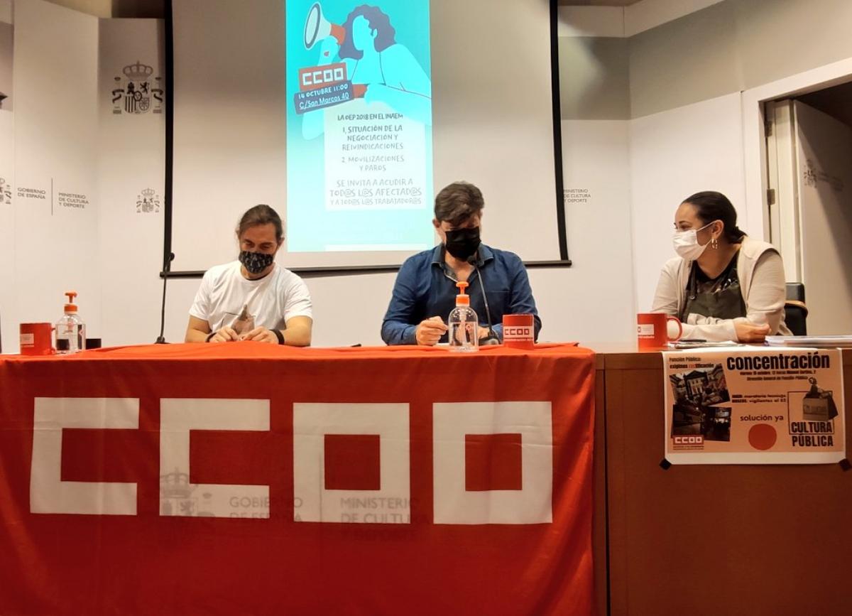 Asamblea de CCOO en el saln de actos del Ministerio de Cultura en Plaza del Rey.