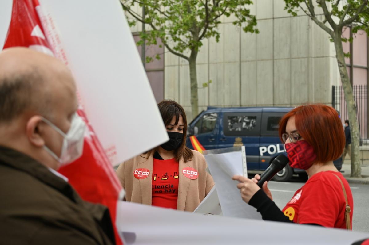 Concentracin frente al Ministerio de Ciencia e Innovacin, en Madrid, contra la reforma de la Ley de Ciencia.