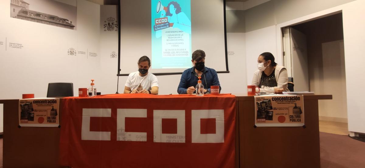 Asamblea de CCOO en el saln de actos del Ministerio de Cultura en Plaza del Rey.