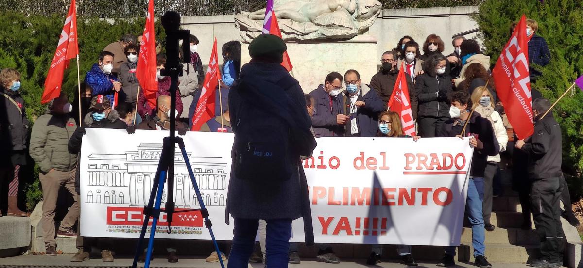 Concentracin en defensa de un convenio digno en el Museo del Prado (13-01-2022).