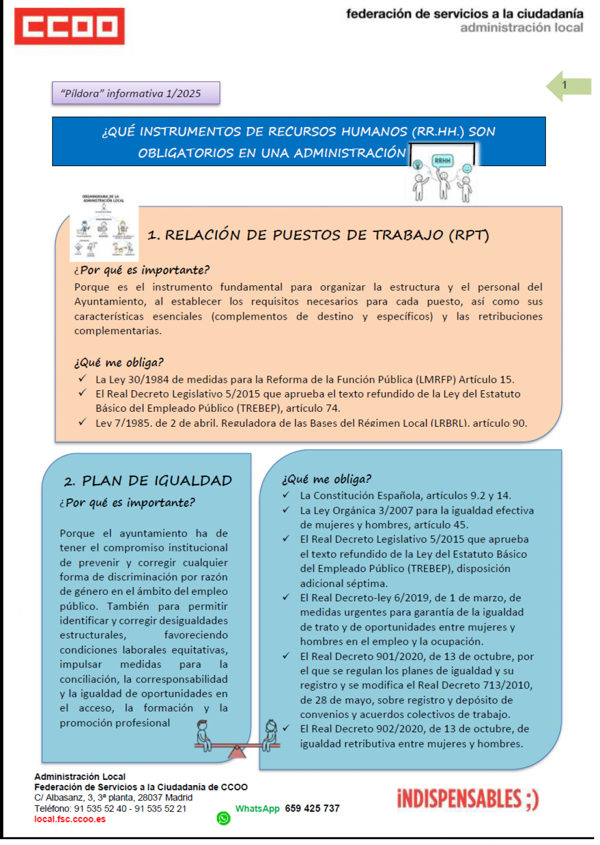 Pldora Informativa 1/2025 INTRUMENTOS DE RR.HH. EN LAS ADMINISTRACIONES LOCALES