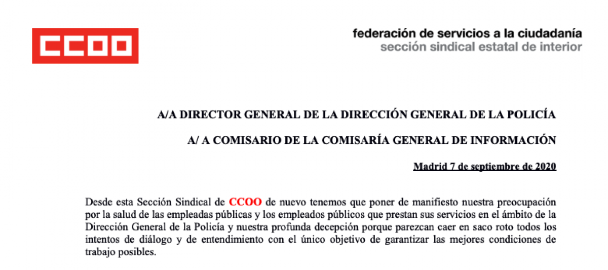 Uno de los dos escritos presentados esta maana