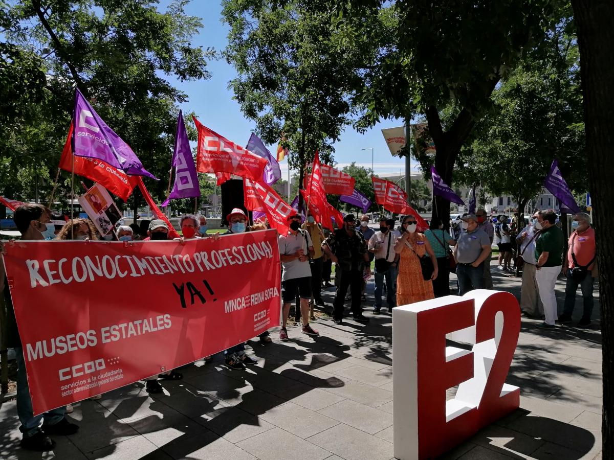 Accin reivindicativa de CCOO en Paseo Castellana, 3