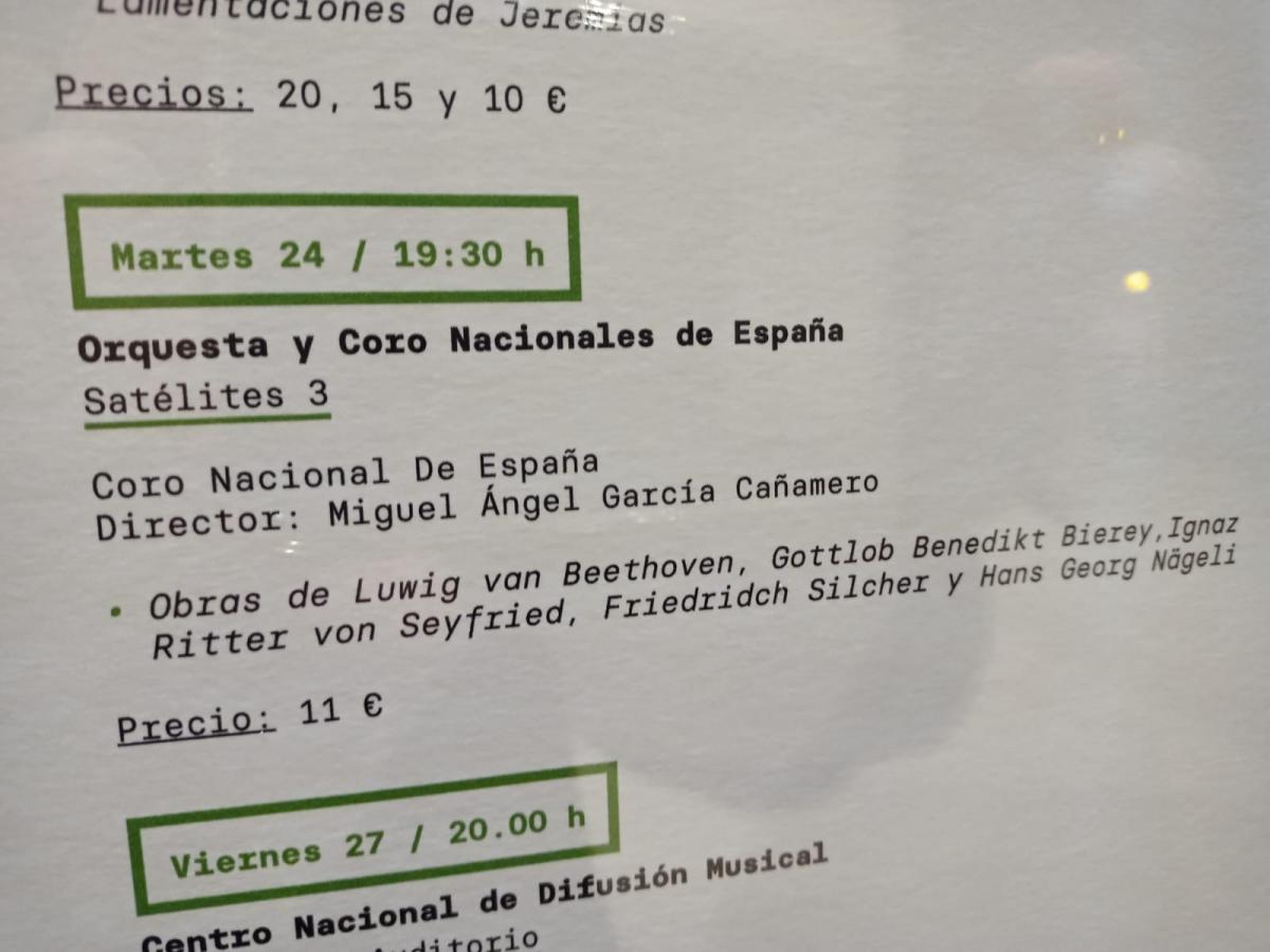 Programacin Orquesta y Coro Nacionales de Espaa del 24N