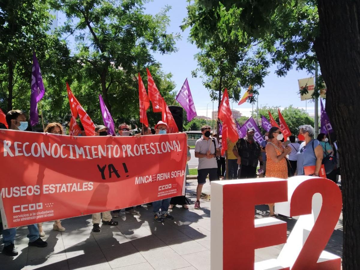 Accin reivindicativa de CCOO en Paseo Castellana, 3