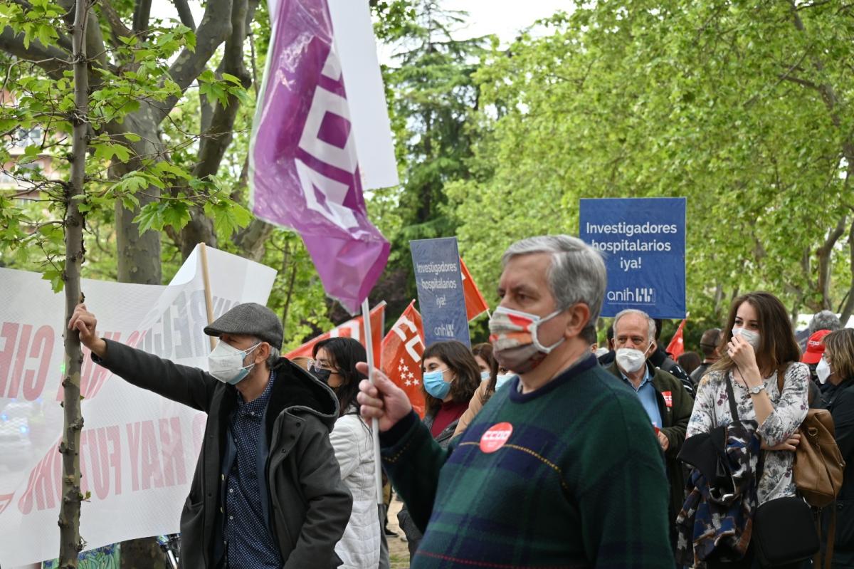 Concentracin frente al Ministerio de Ciencia e Innovacin, en Madrid, contra la reforma de la Ley de Ciencia.