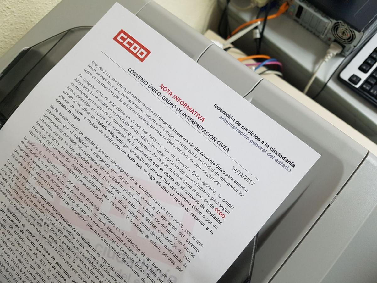 Nota  informativa de la CIVEA