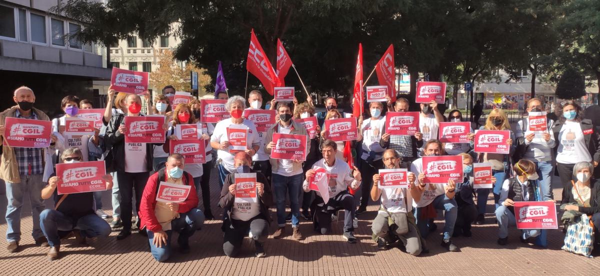 Acto de solidaridad con el sindicato italiano CGIL durante la concentracin de CCOO en Funcin Pblica.