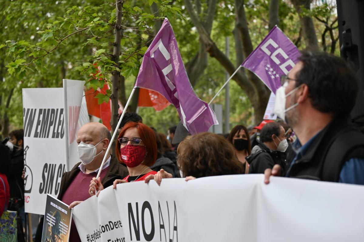 Concentracin frente al Ministerio de Ciencia e Innovacin, en Madrid, contra la reforma de la Ley de Ciencia.