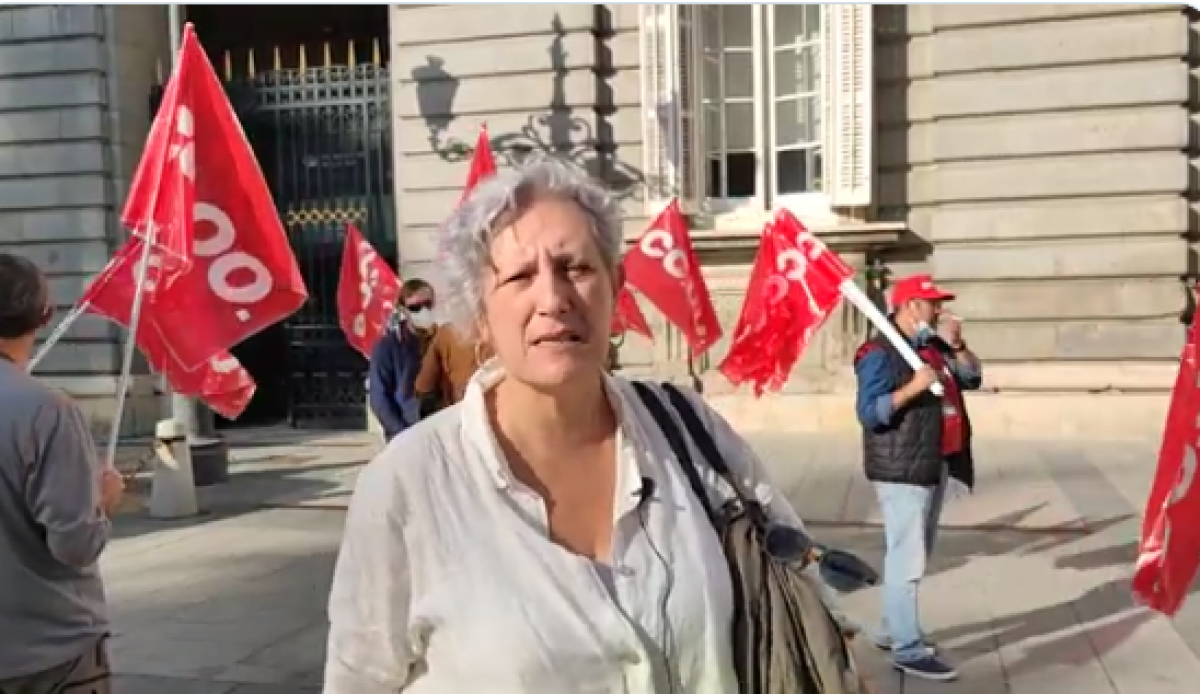 Carolina Fras, secretaria general de CCOO en la AGE, en la concentracin "NO SOLO ATRASOS" en el Palacio Real.