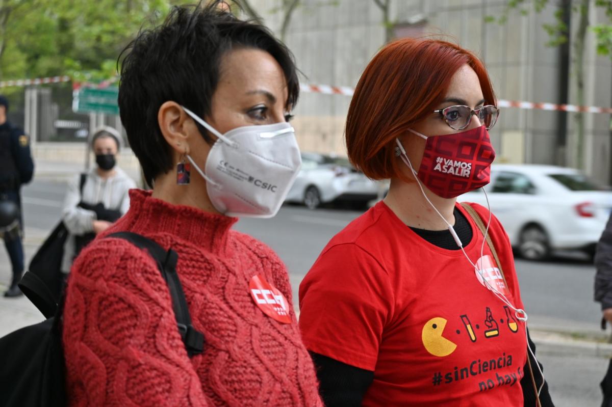 Concentracin frente al Ministerio de Ciencia e Innovacin, en Madrid, contra la reforma de la Ley de Ciencia.