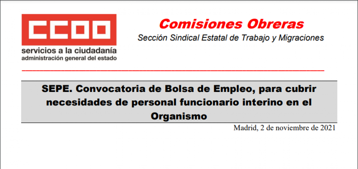 Convocatoria de Bolsa de Empleo.