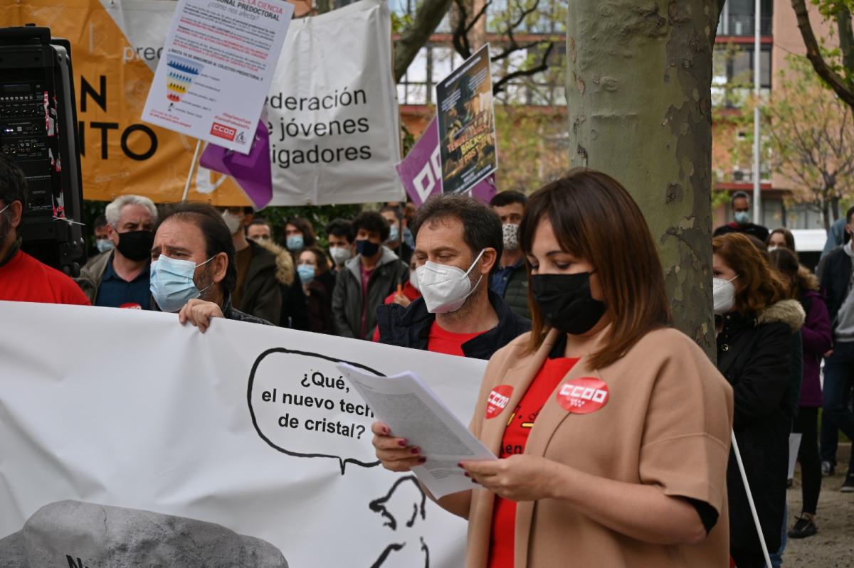 Concentracin frente al Ministerio de Ciencia e Innovacin, en Madrid, contra la reforma de la Ley de Ciencia.