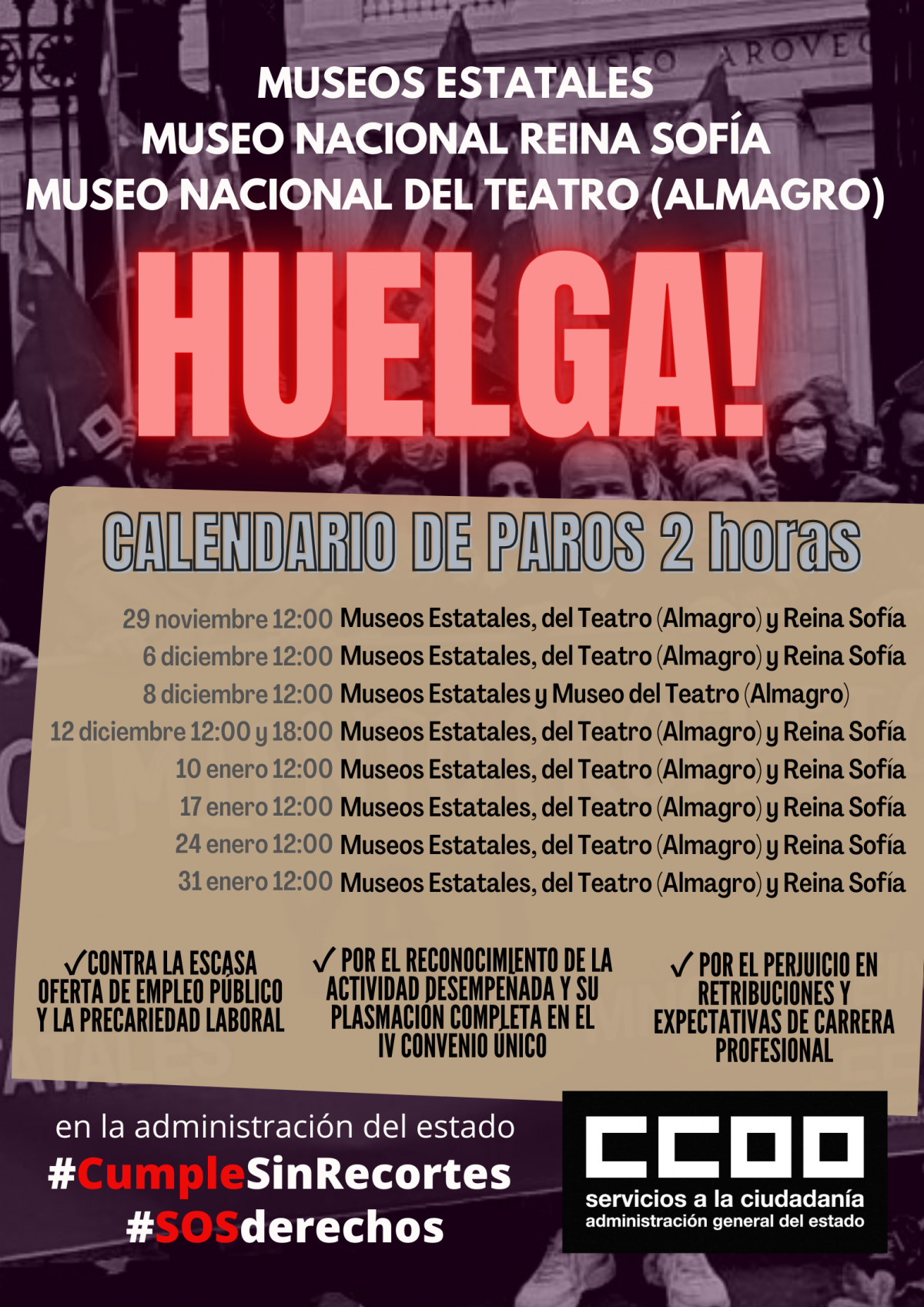 Cartel de Paros en museos