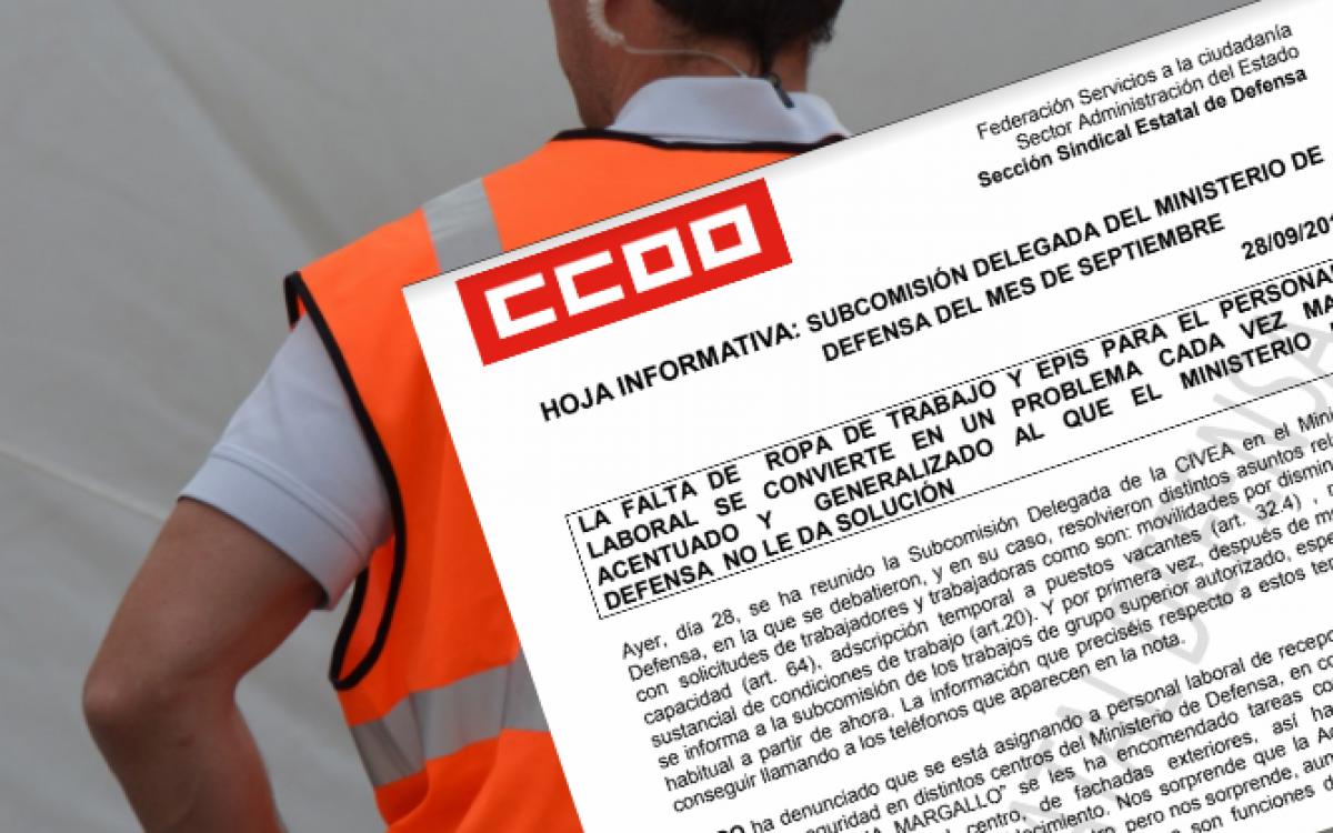 La falta de ropa de trabajo en Defensa se convierte en un problema