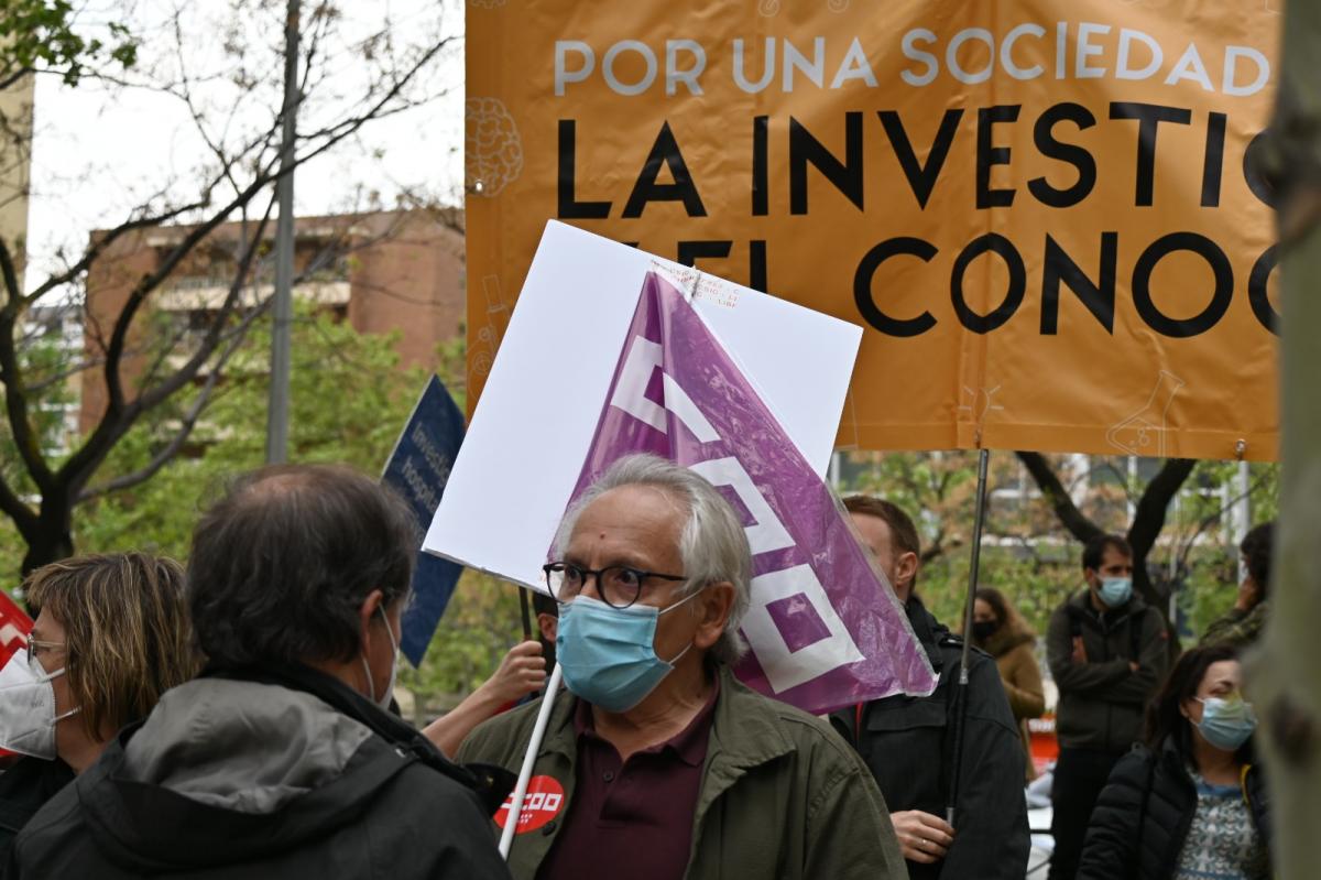 Concentracin frente al Ministerio de Ciencia e Innovacin, en Madrid, contra la reforma de la Ley de Ciencia.