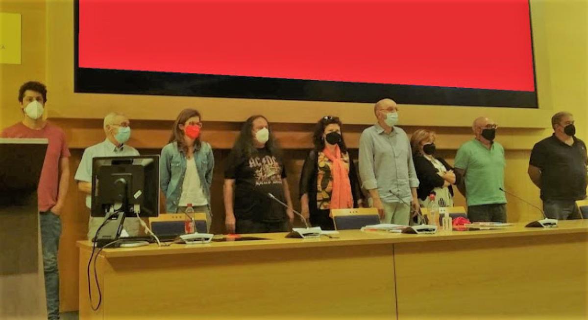 De izq. a der. Javier Chamorro, Juan Carlos Rey, Margarita Fabin, Jose Antonio Ballesteros, Clara Gonzlez, Mariano Alcubierre, Antonia Alcal, Ramn Escribano y Flix Lpez, nueva Ejecutiva de CCOO MITERD-MAPA.