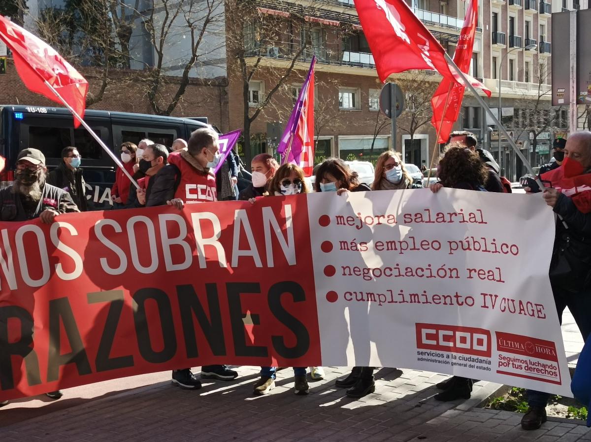 Manifestacin CCOO, 27 de enero de 2022, en las sedes de Funcin Pblica de la AGE.