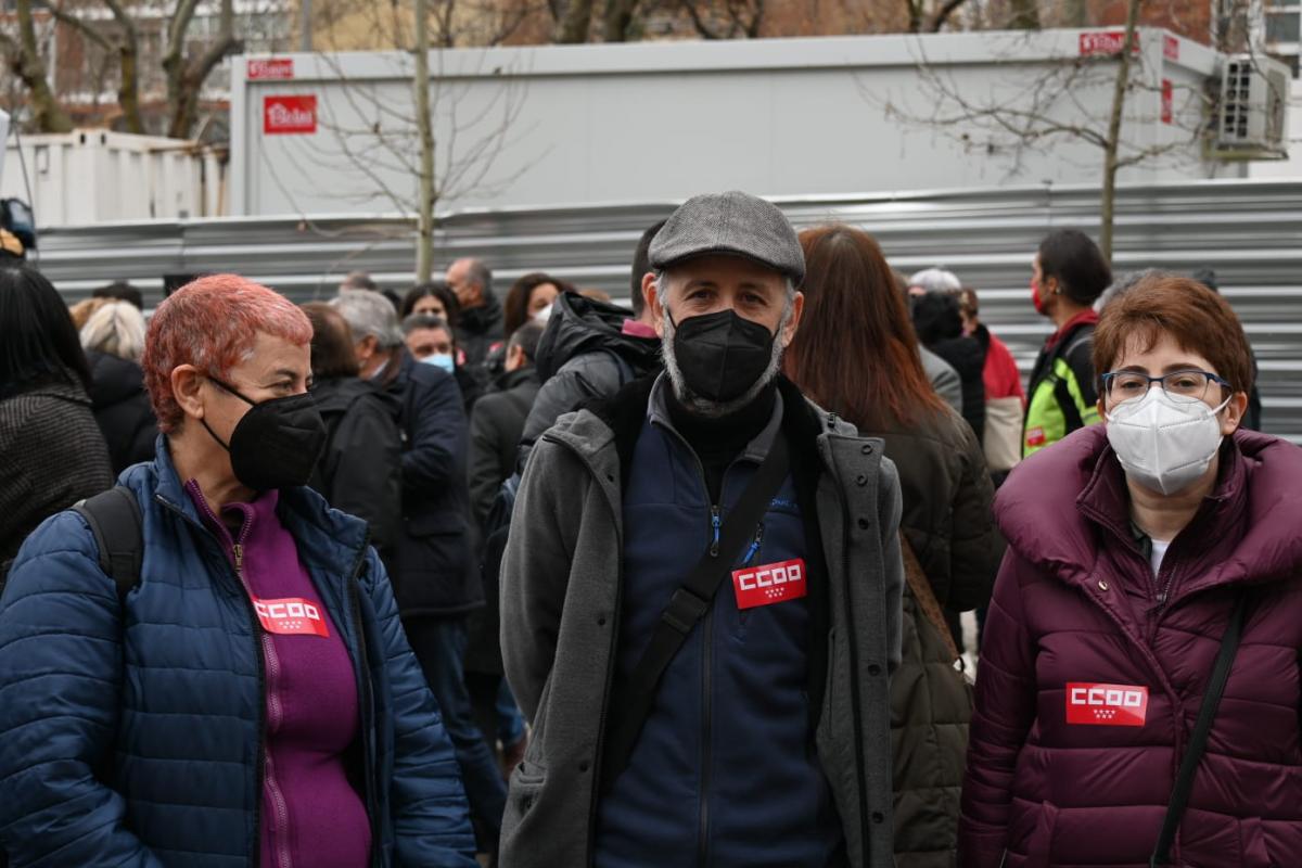 CCOO y UGT que han protestado este 11F ante la sede del Ministerio de Asuntos Econmicos