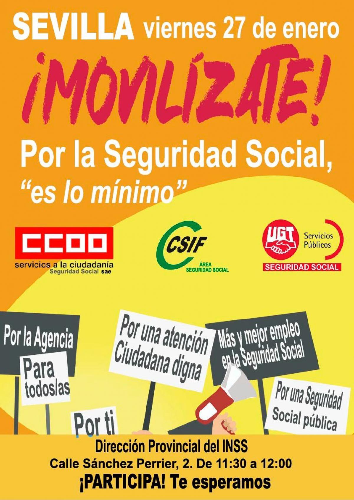 CCOO, CSIF, y UGT seguimos con las movilizaciones en la Seguridad Social